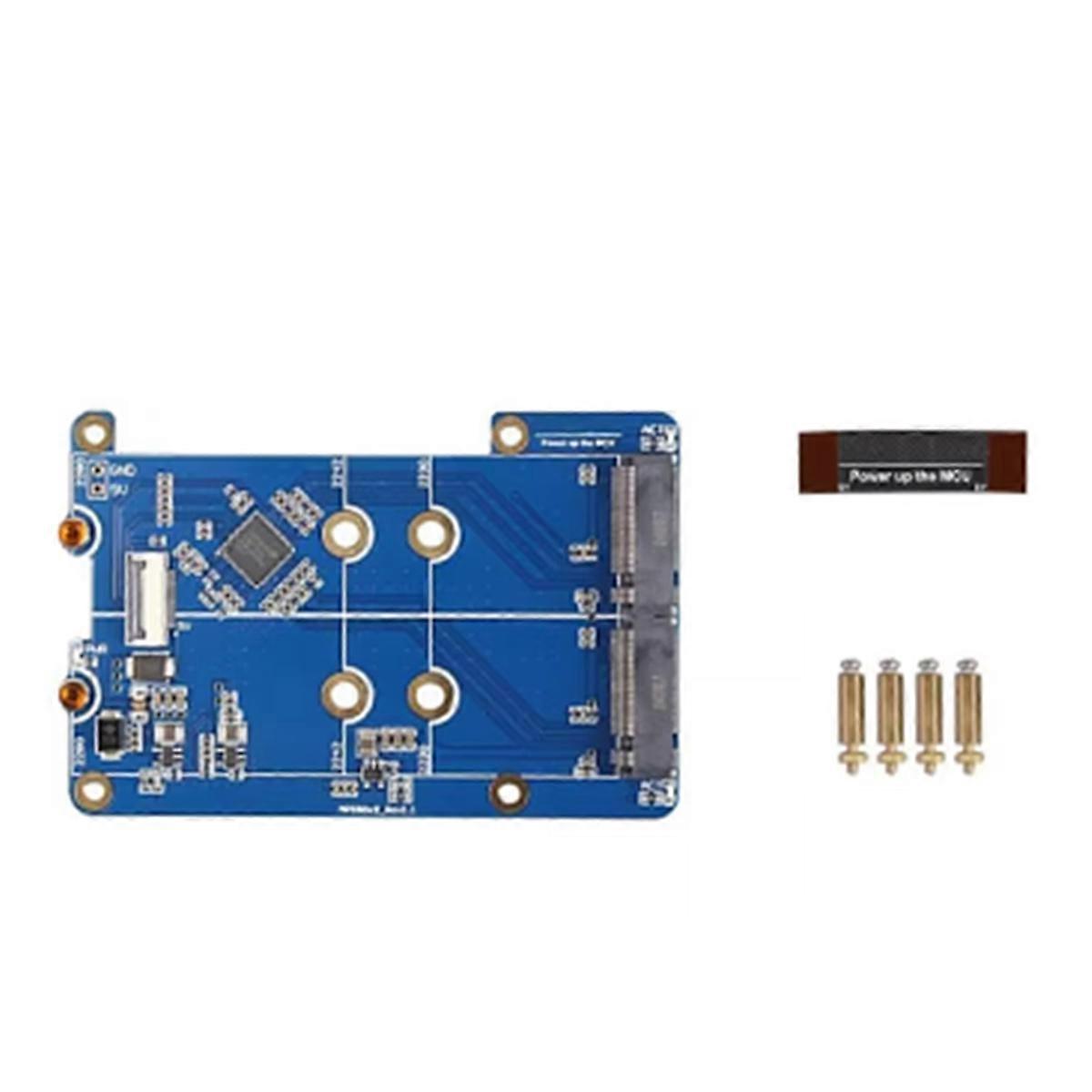 For Pi5 Double 5 PCIe to M.2 NVMe Dual SSD Adapter Board
