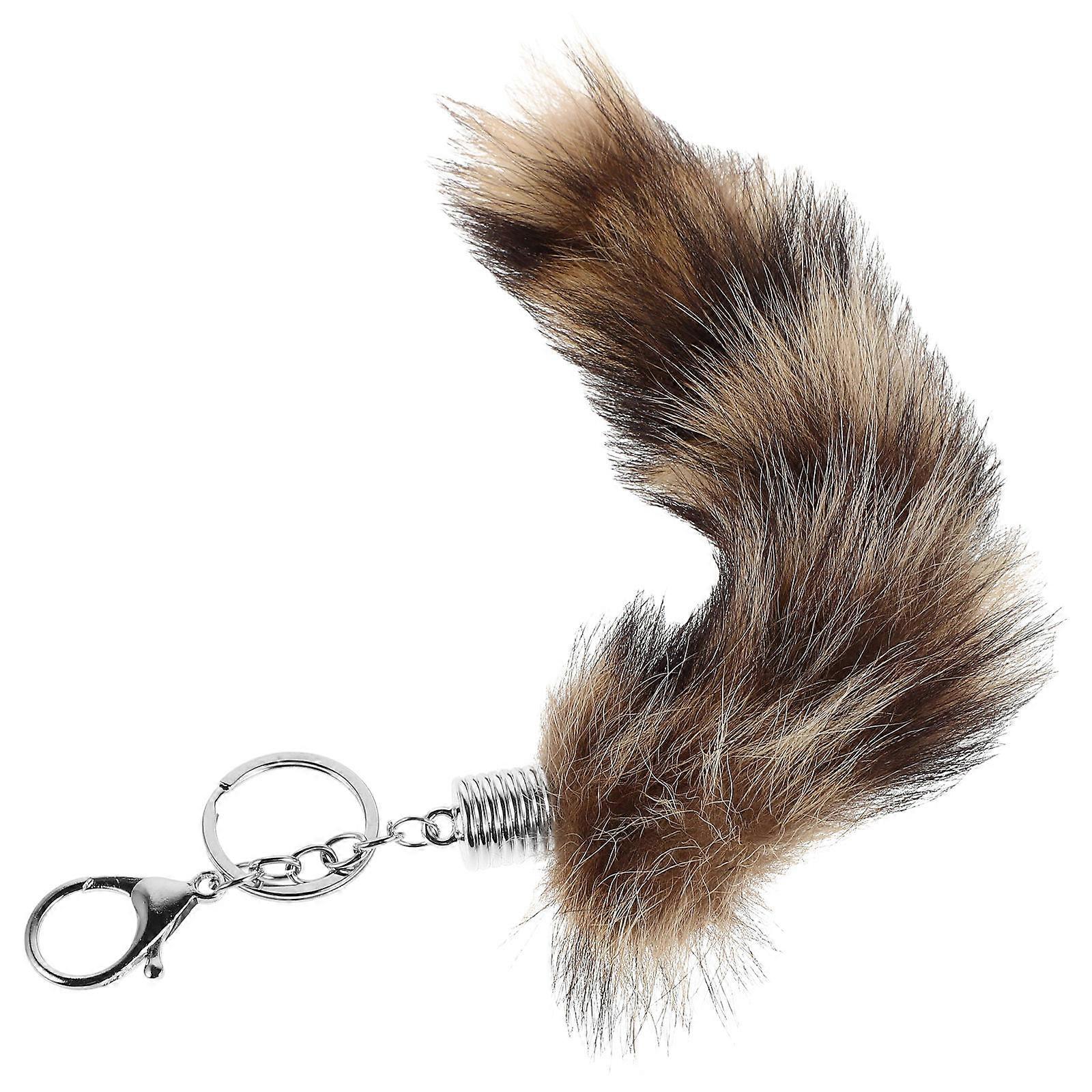 Fluffy Faux Fox Tail Keychain for Bag Decoration Set of 3 Multi Color