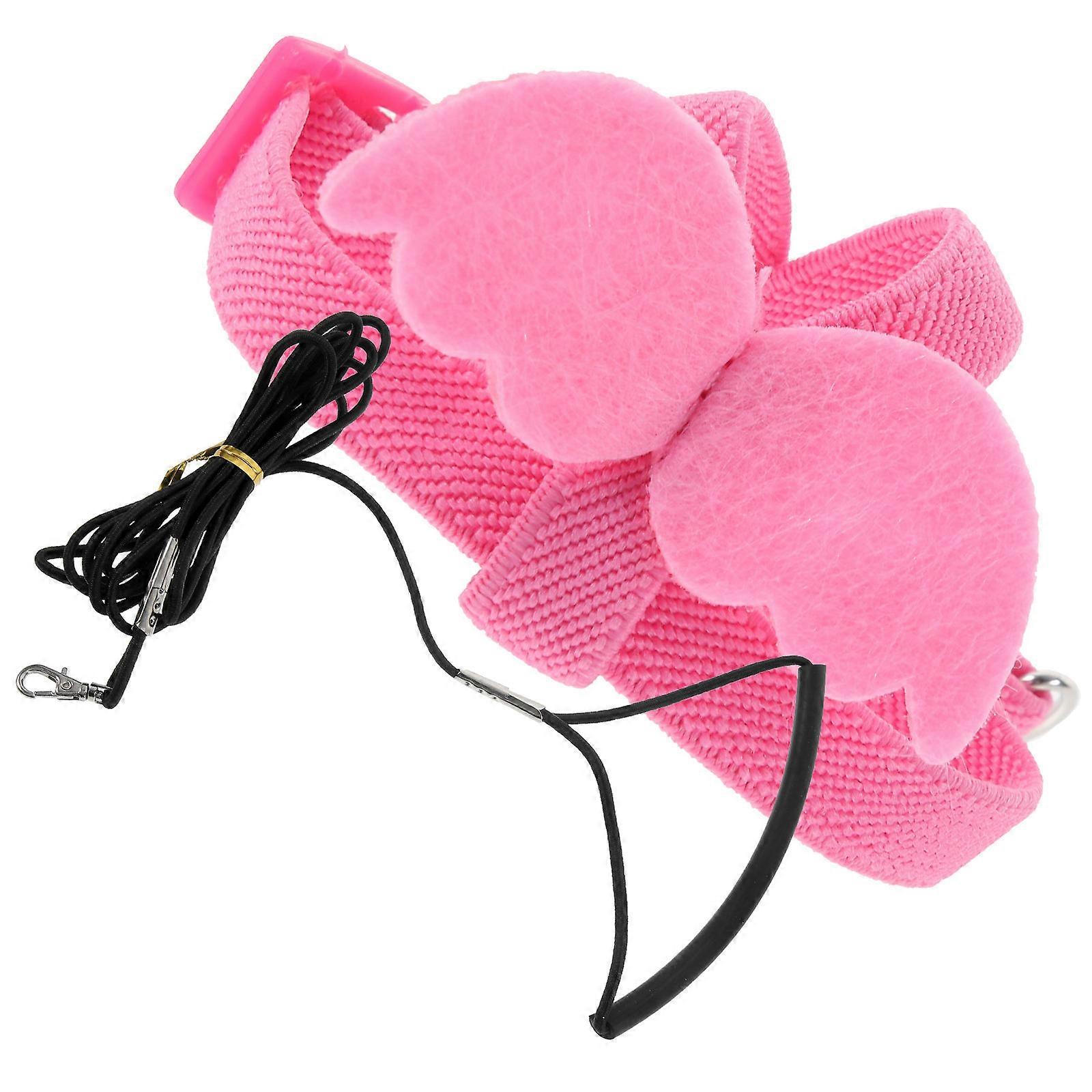 Bird Leash Parrot Harness for Outdoor Use 2Pcs Pink Durable Nylon Set