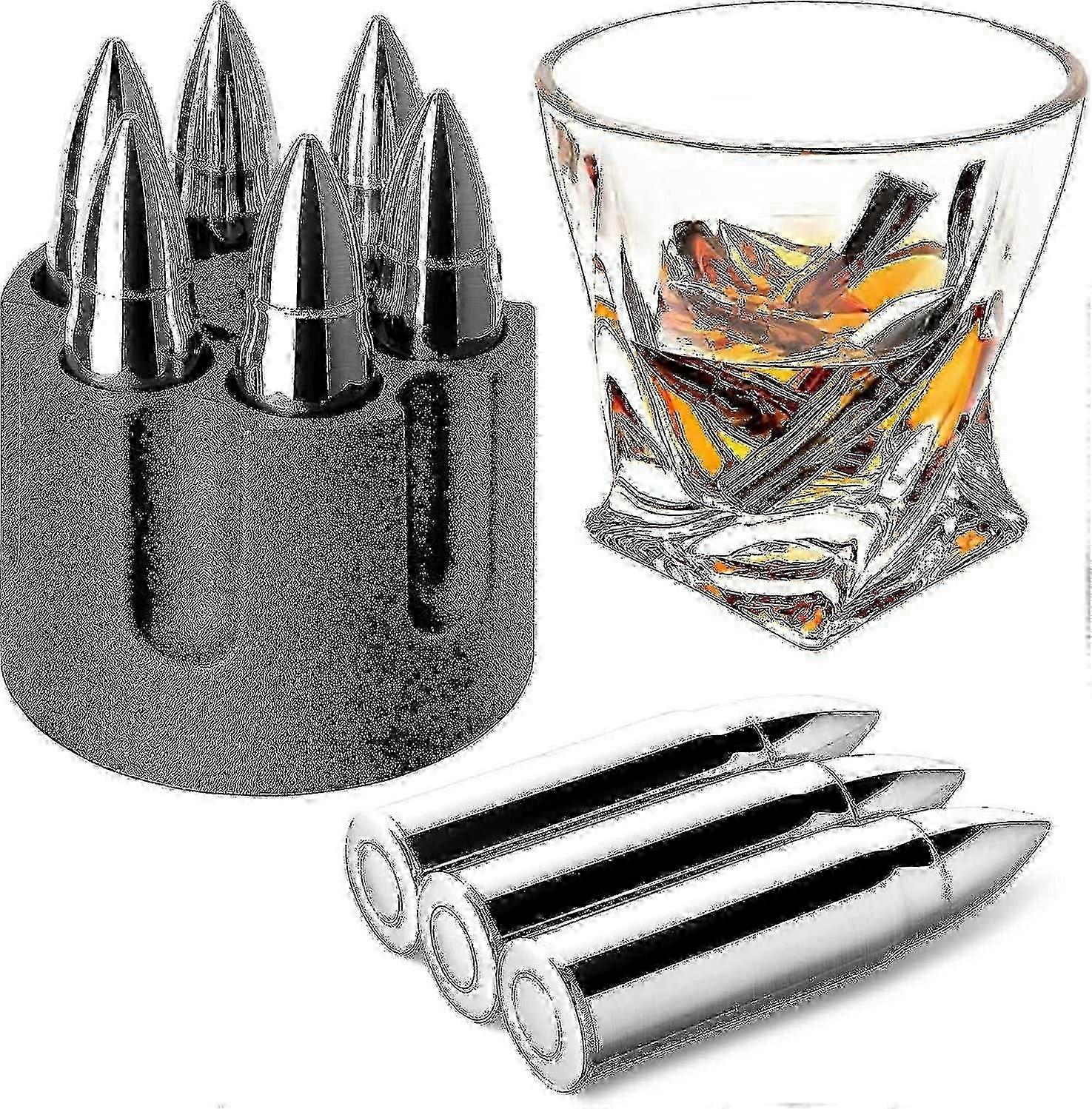 Whiskey Bullet Stones Stainless Steel Rocks Reusable Ice Cube Metal