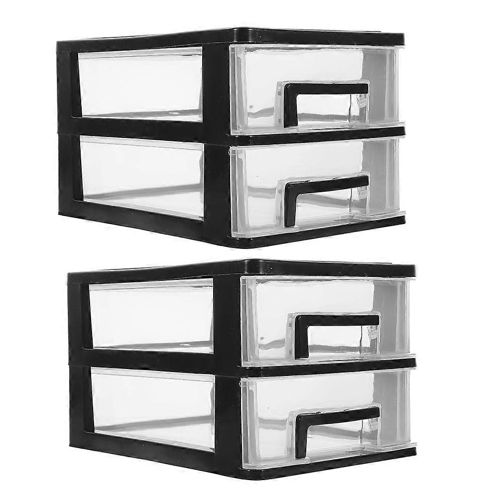 Stackable Transparent Storage Bins Plastic Organizer for Desktop 4Pcs