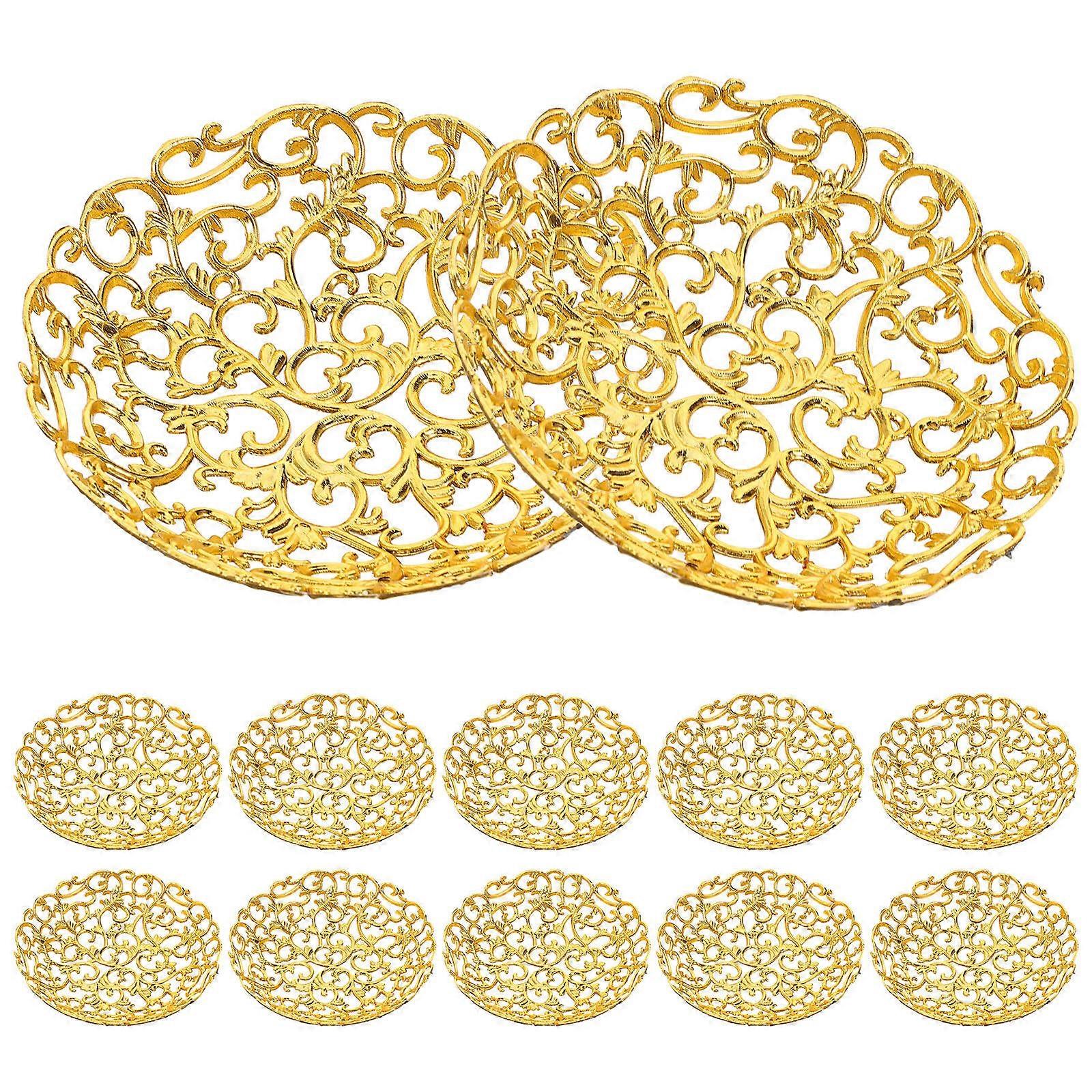 Golden Plastic Ramadan Tray Snack Serving Tray for Storage 48Pcs