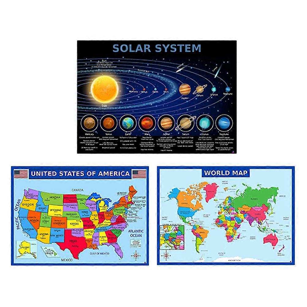 Multi-Functional Geography Map For Household Educational Users Home Decoration 50X35CM 3 Sets