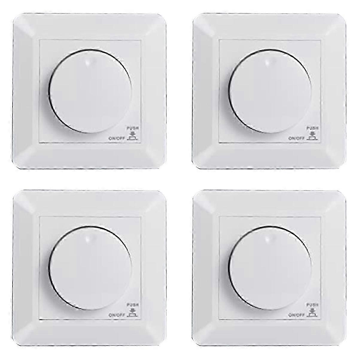 4X LED Dimmer Switch, Flush-Mounted Dimmer for Dimmable LED and Halogen, 5-300 W Dimmer Switch LED,