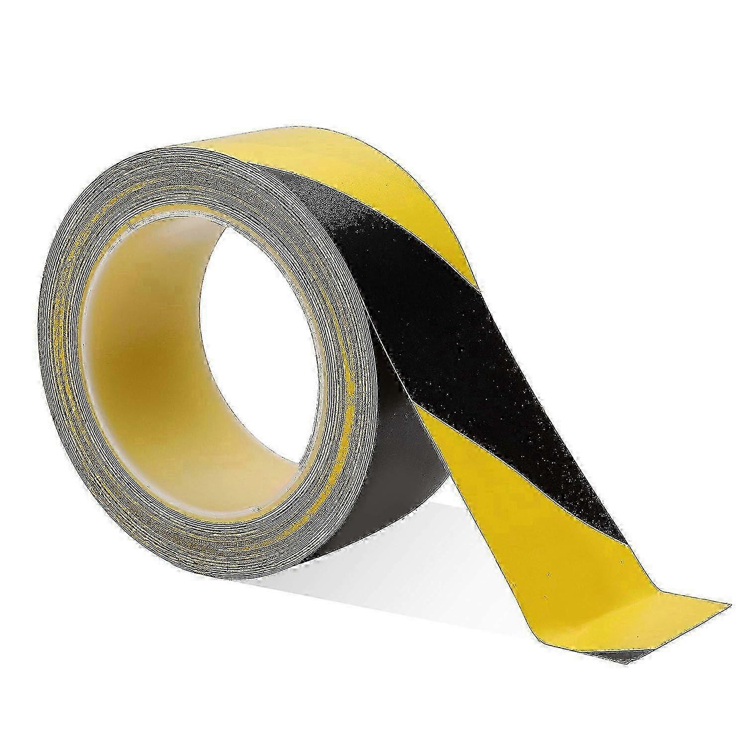 Warning Tape, Safety Tape in Yellow and Black for Stairs - 33M Length x 50mm Width Marking Tape
