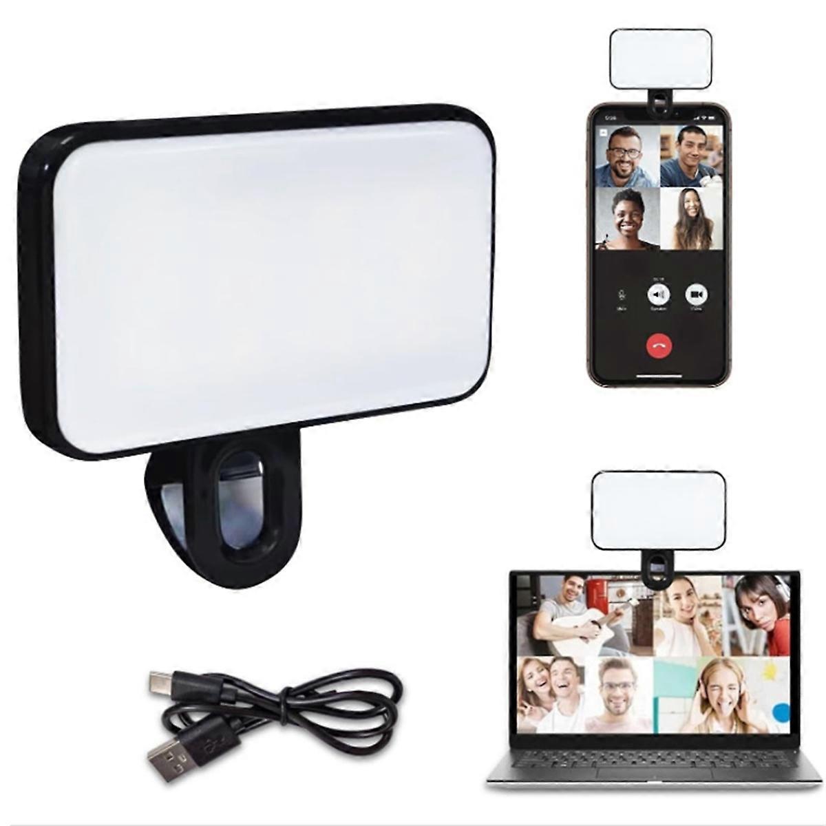 3 Modes Adjustable Brightness Portable Mini Selfie Fill Light Rechargeable Lamp for Phone Laptop Tab
