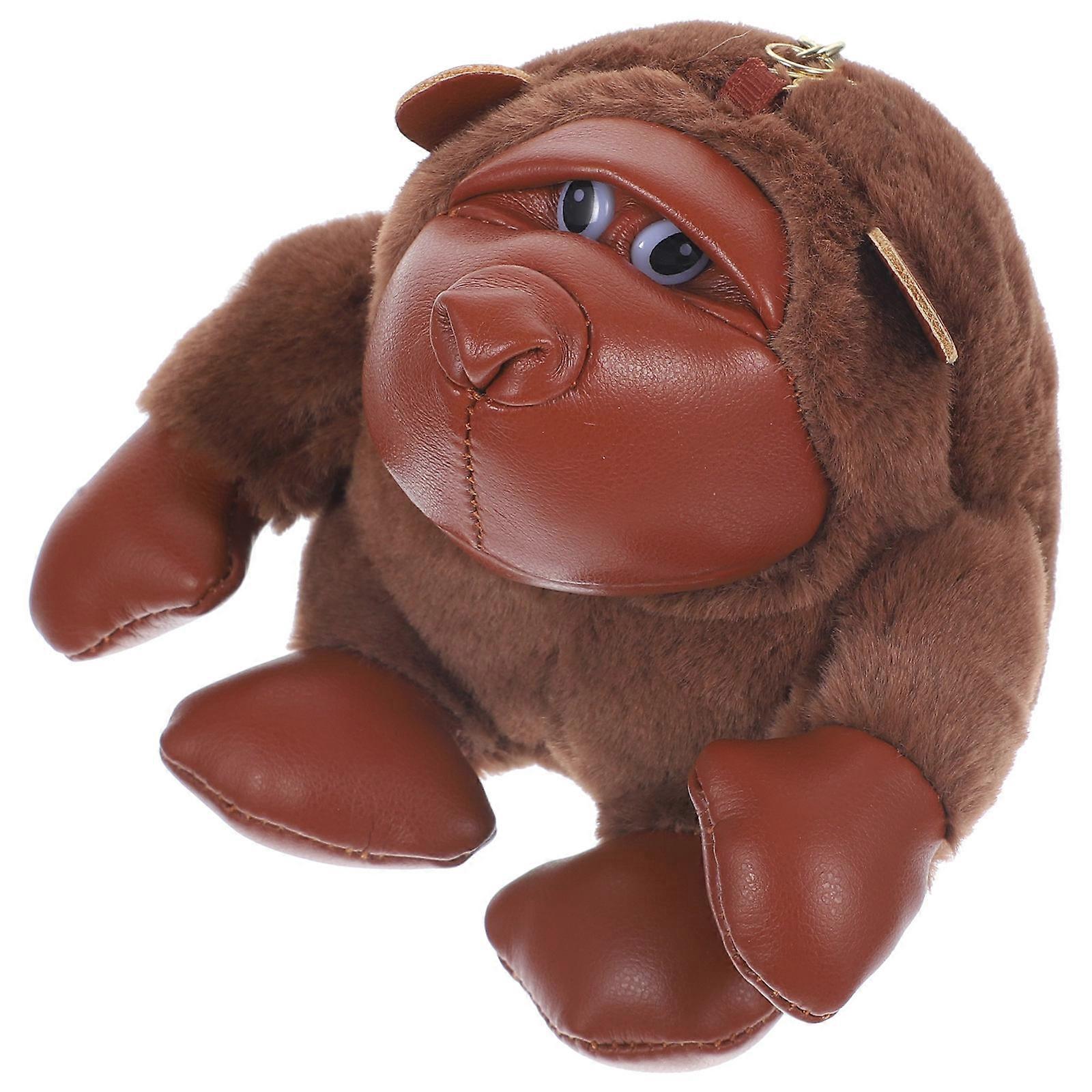 Brown Plush Gorilla Keychain Pendant for Hanging Keys 3Pcs Pack