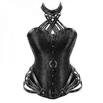 Gothic Plus Size Leather Halter Neck Steel Bone Super Corset and Corset Top Women's Shapewear Vintage Steampunk Dresses