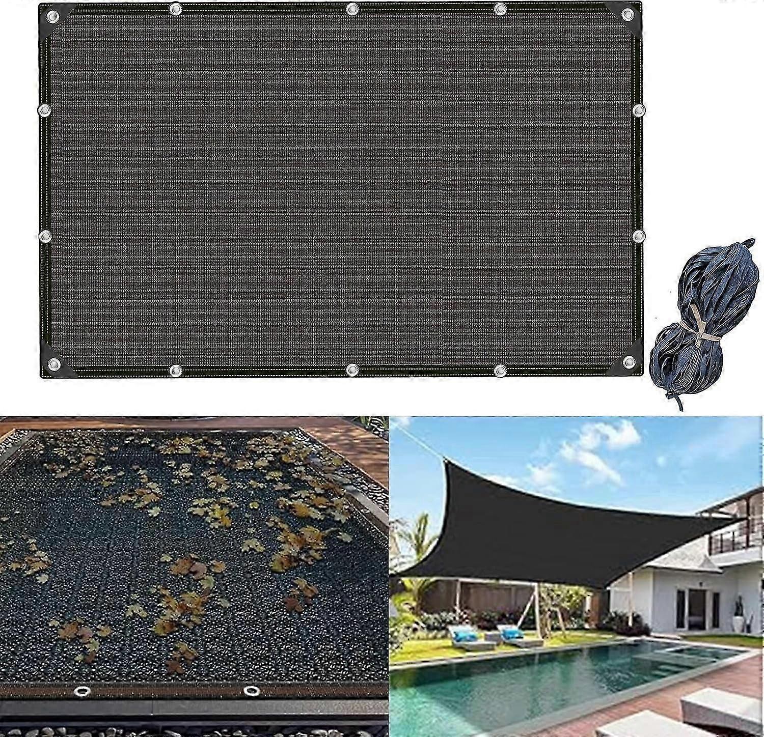 16x26 FT Pool Leaf Net Cover compatible with Inground & Above Ground Pools, Rectangular Mesh for Patio, Garden, Multi-function Sun Shade 26s