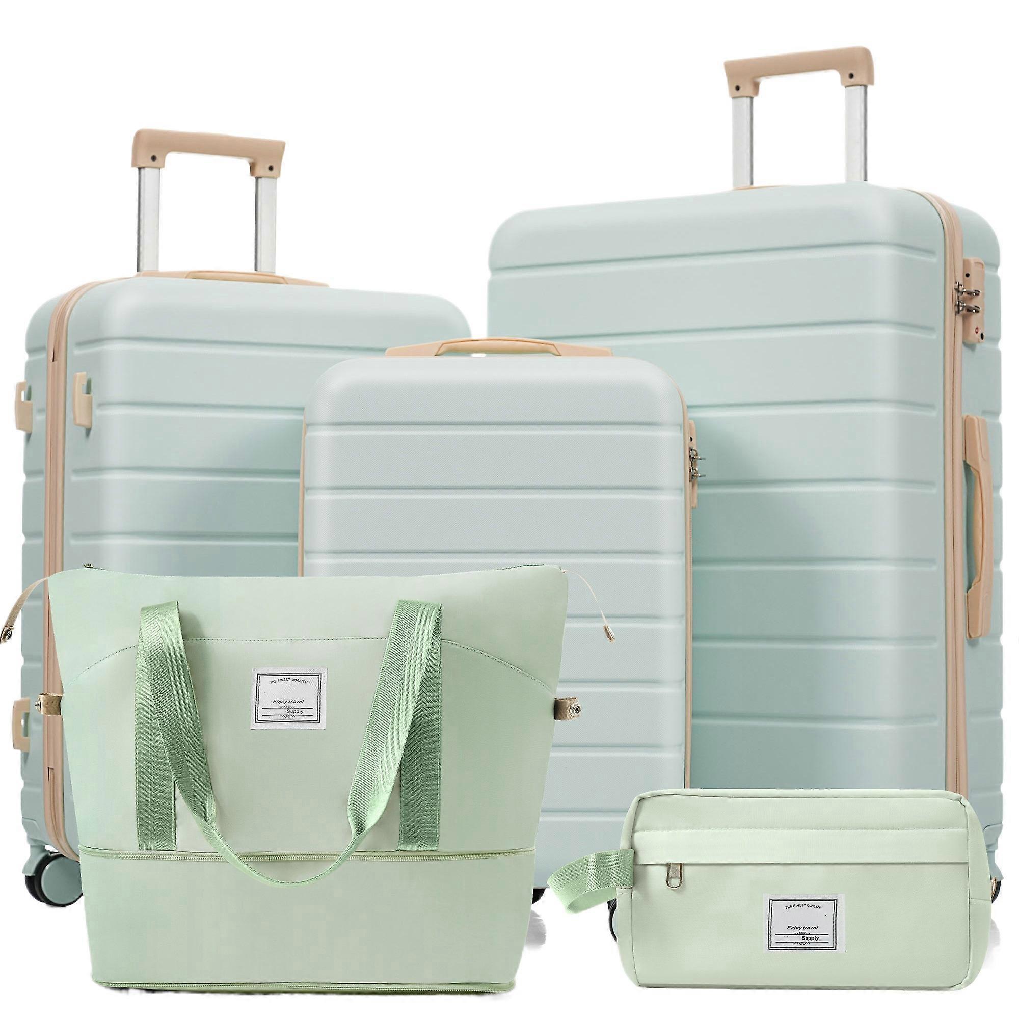 Grey Green ABS Hardshell Suitcase Set M L XL Spinner Wheels Toiletry Bag