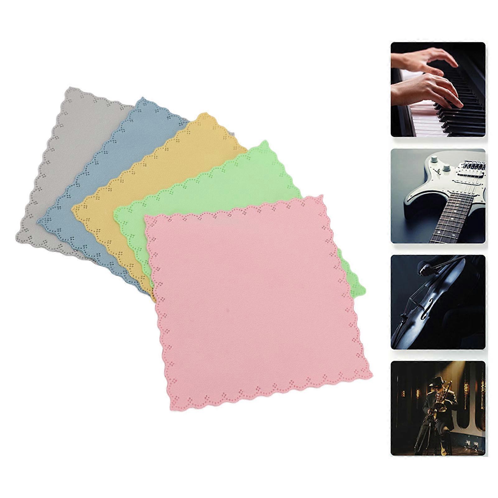 5PCS両面ベルベット超音波パターンギタークリーニングクロス