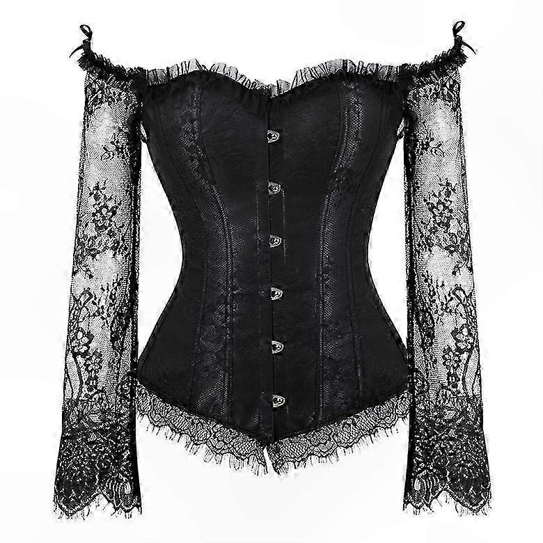 Shapewear Bustier Corset with Mesh Long Sleeves and Strapless Design for Waist and Court Use