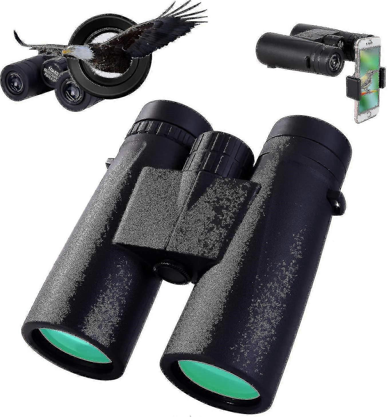 スマートフォン写真アダプタ付き大人のためのコンパクトな双眼鏡、10 * 42軽量双眼鏡