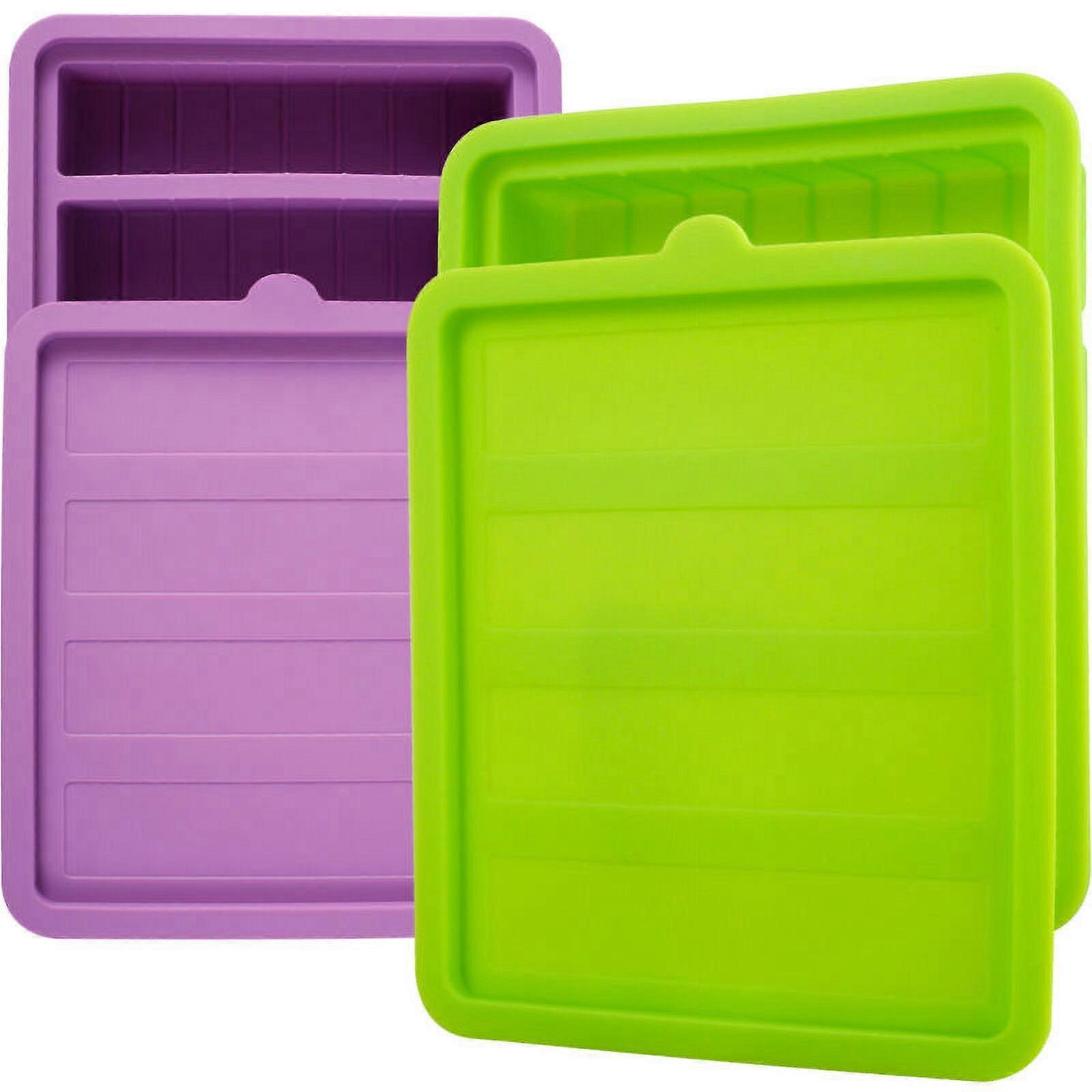 Qenwkxz 2pcs Non-Stick Silicone Butter Mold with Lid, 4-Cavity Container (8 Tbsp), compatible with standard butter wrappers, for brownies, herbed or