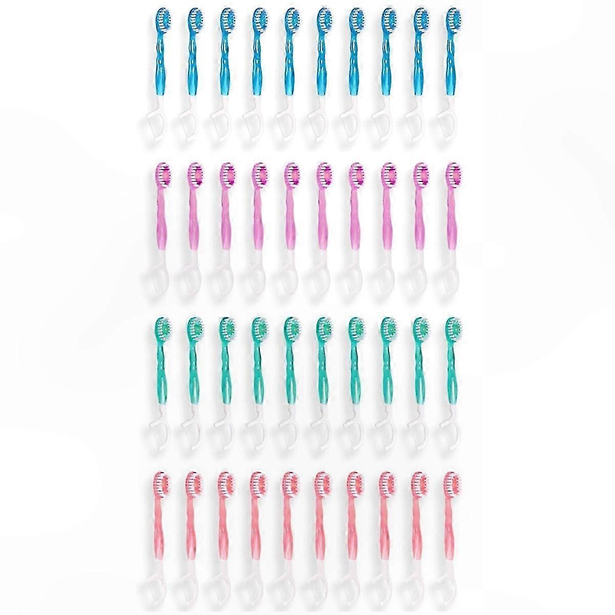 5-in-1 Portable Travel Toothbrush Set - 40 Individually Wrapped Mini Brushes for On-the-Go Use