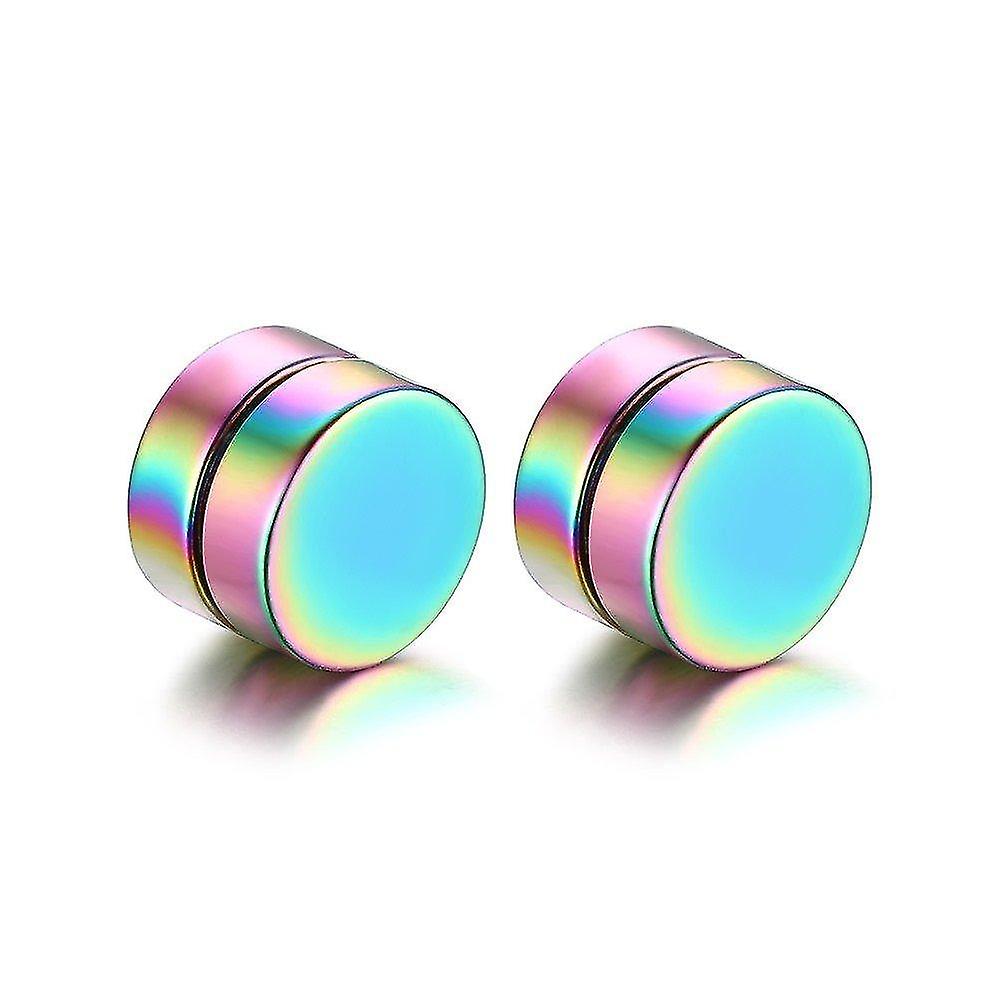 Earrings Colorful Unisex Stainless Steel Magnetic Stud Earrings Round Non Pierce Body Jewelry 8mm