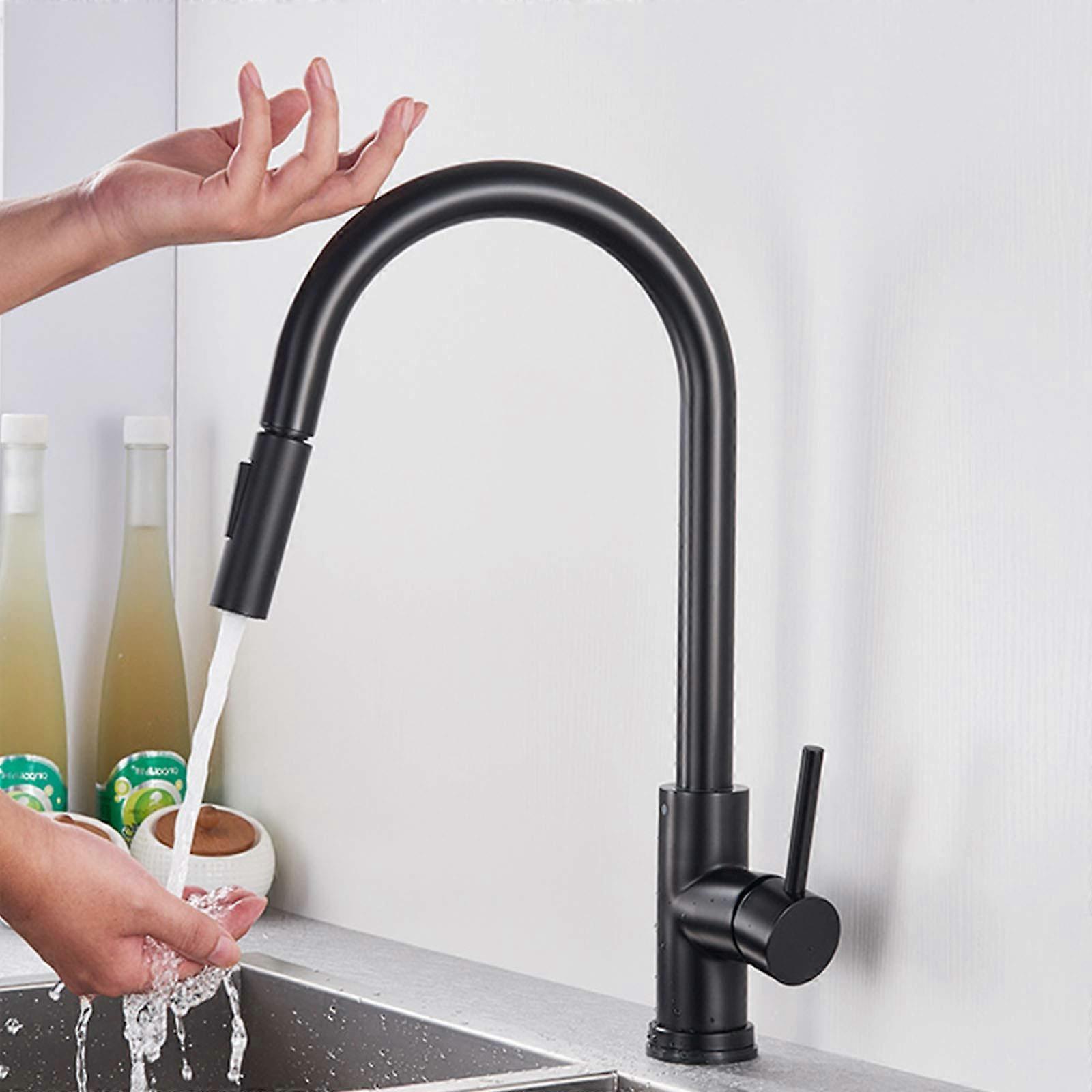 Sensor Touch Kitchen Faucets Brushed Gold Brass Touch Activated Sink Faucet, Deck Mount PullDown Sprayer