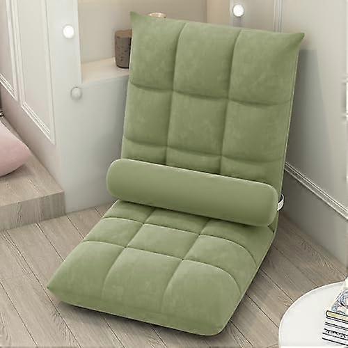 Adjustable 5 Position Floor Gaming Sofa Bed With Back Support And Recliner Matcha Green For Meditation And Reading