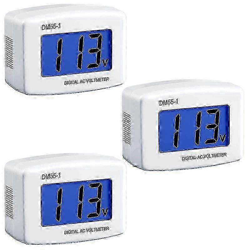 3 Pcs Digital Voltmeter AC 80-300V LCD Voltage Monitor Meter DM55-1 for Home Use