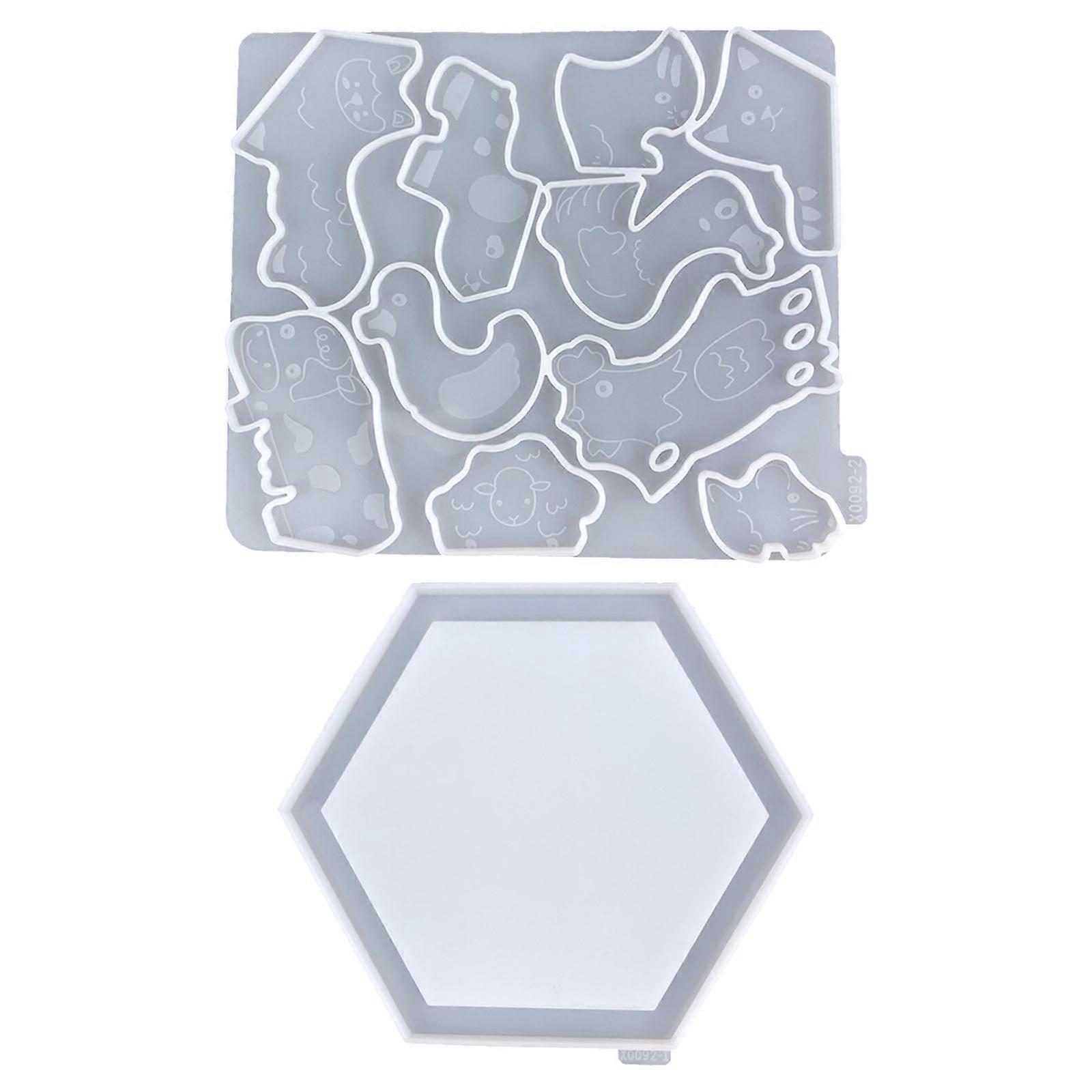 2pcs Animal Puzzle Decoration Epoxy Molds Handmade Crystal Resin Animal Puzzle Molds Set for Artisans and Hobbyists Multicolor