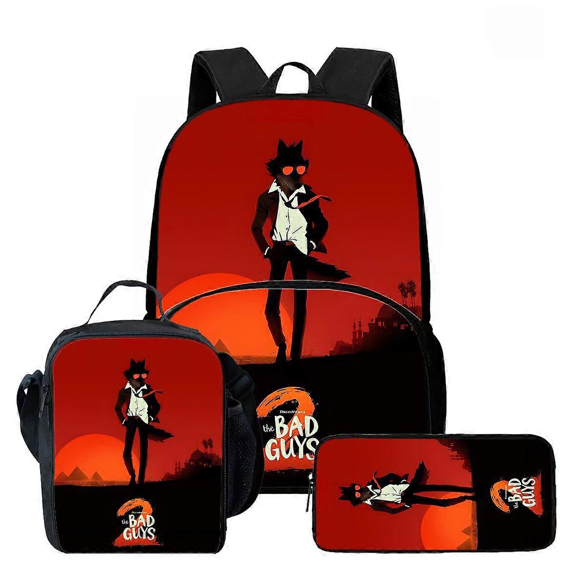 The Bad Guys 2 3-Piece Casual Lightweight Backpack for Elementary School Students