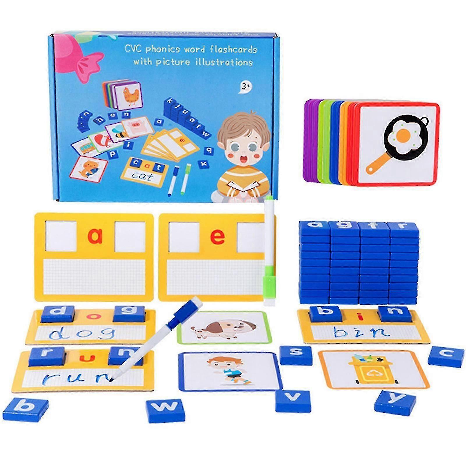 Short Vowel Reading Handwriting Letters Sorting Spelling Games Educational Toy For Kids 3 4 5 Years Old Sight Words Vocabulary Flashcards 1m