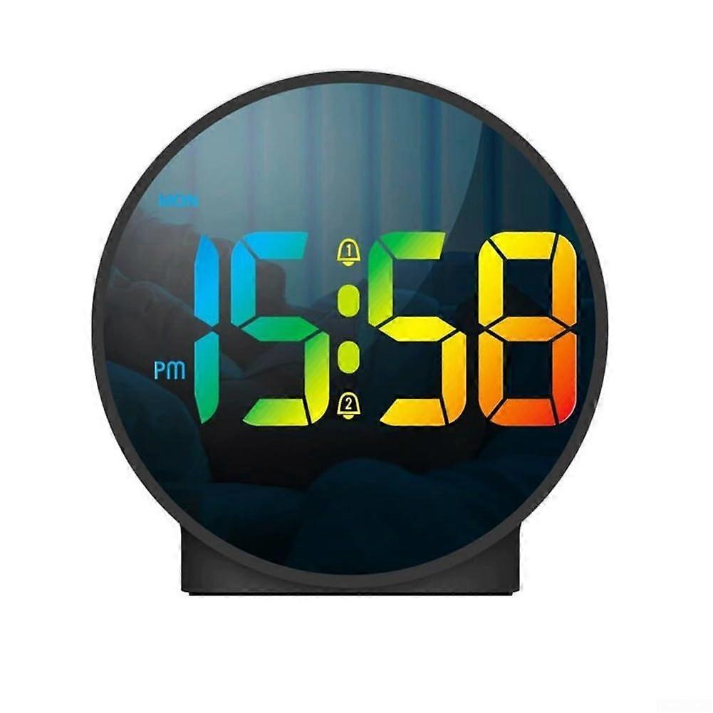 Curved LED Digital Alarm Clock with Dual Alarm and Snooze, USB/Battery Power, Memory Function, Brightness, Black