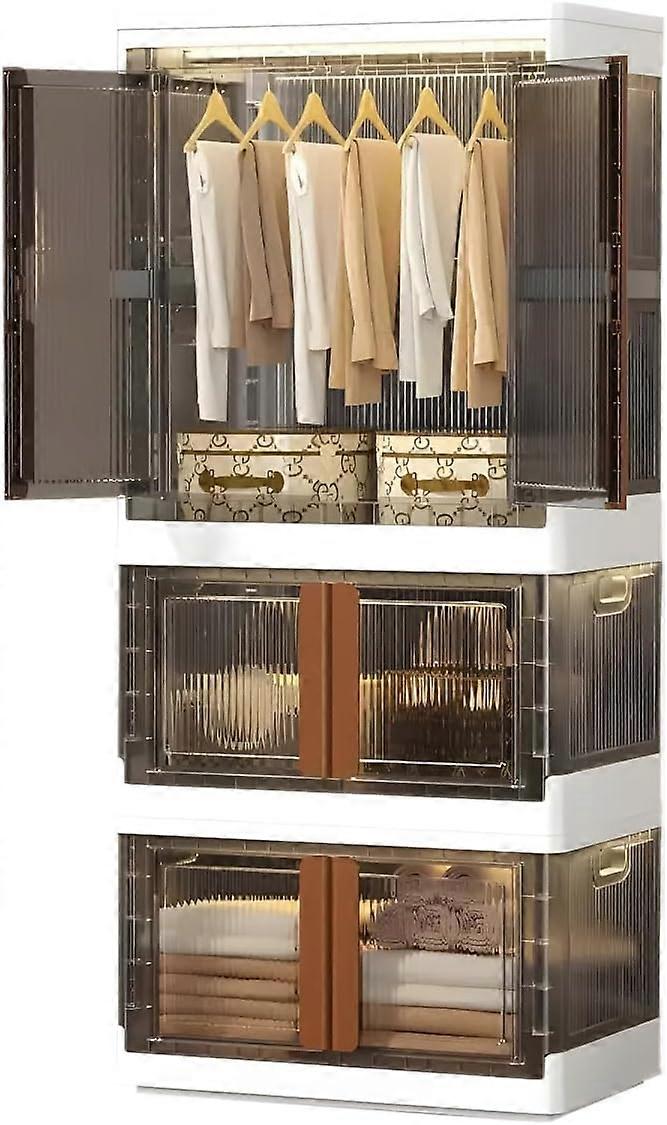 Plastic Storage Box with Doors, Large Collapsible Container, Stackable Design with Wheels for Closet Organization and Easy Mobility