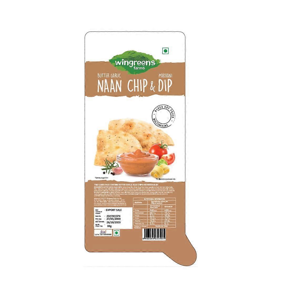 Чесночные чипсы с соусом Макхани (80 г), Butter Garlic Naan Chips With Makhani Dip,  Wingreens Farms
