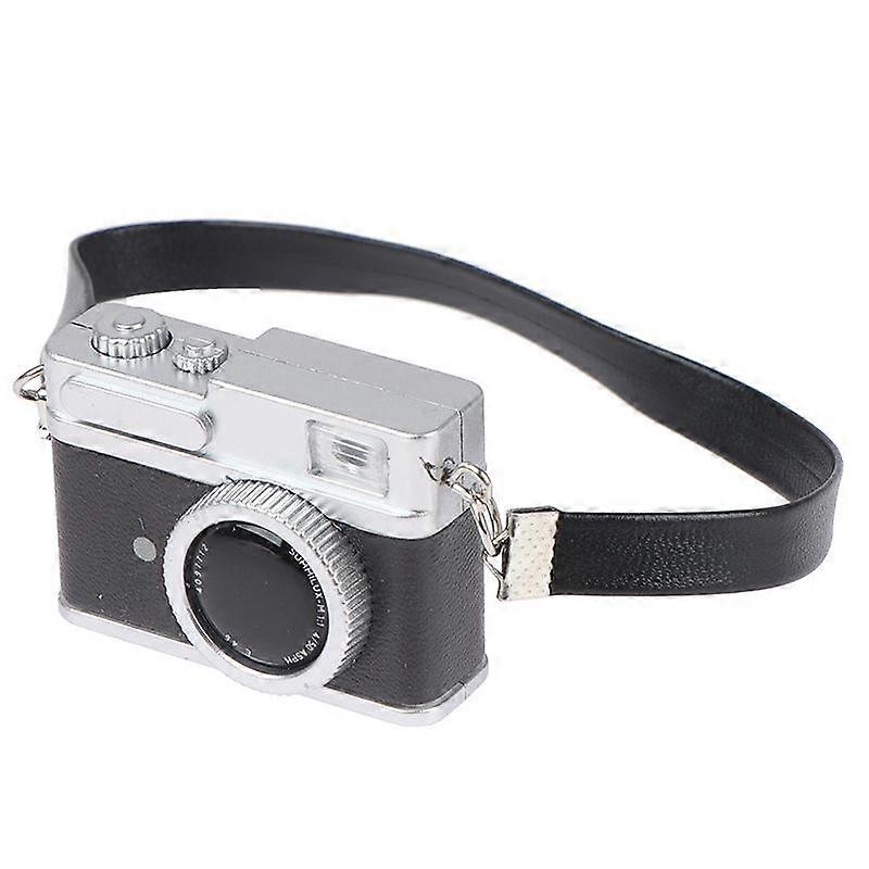 1Pc Mini Camera Model Dollhouse Miniature Retro Camera Model Decor Toy Can Shine