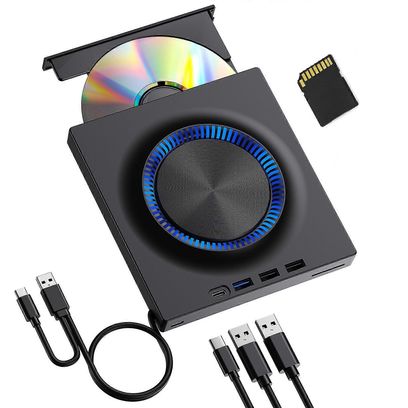 Compactly External Dvds Drive With Multiple Device Compatibility for USB Flash Cards Reader for Laptop PC Data Backup Multicolor