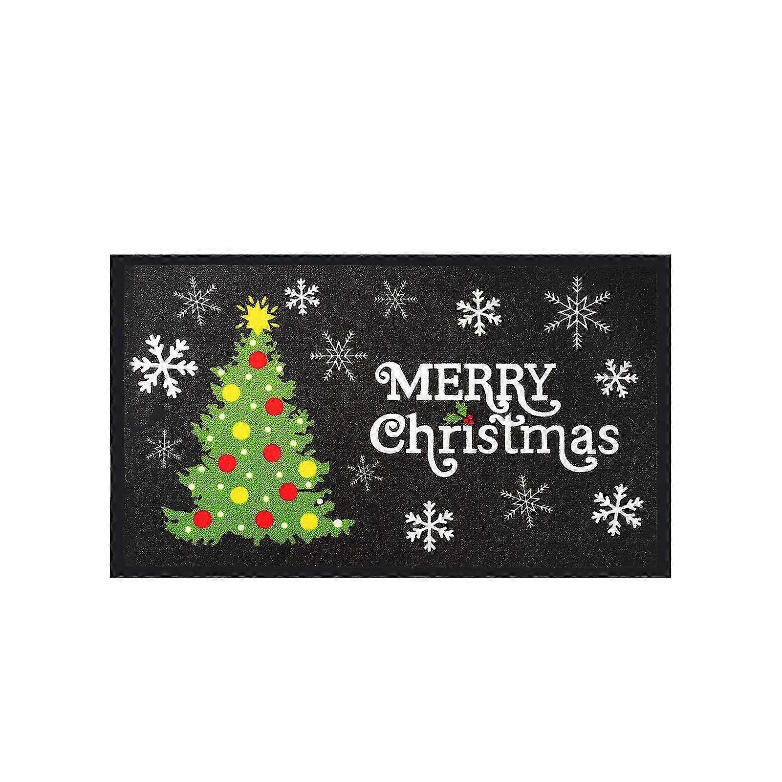 Front Door Christmas Mat with Multi-Color Tree for Outdoor