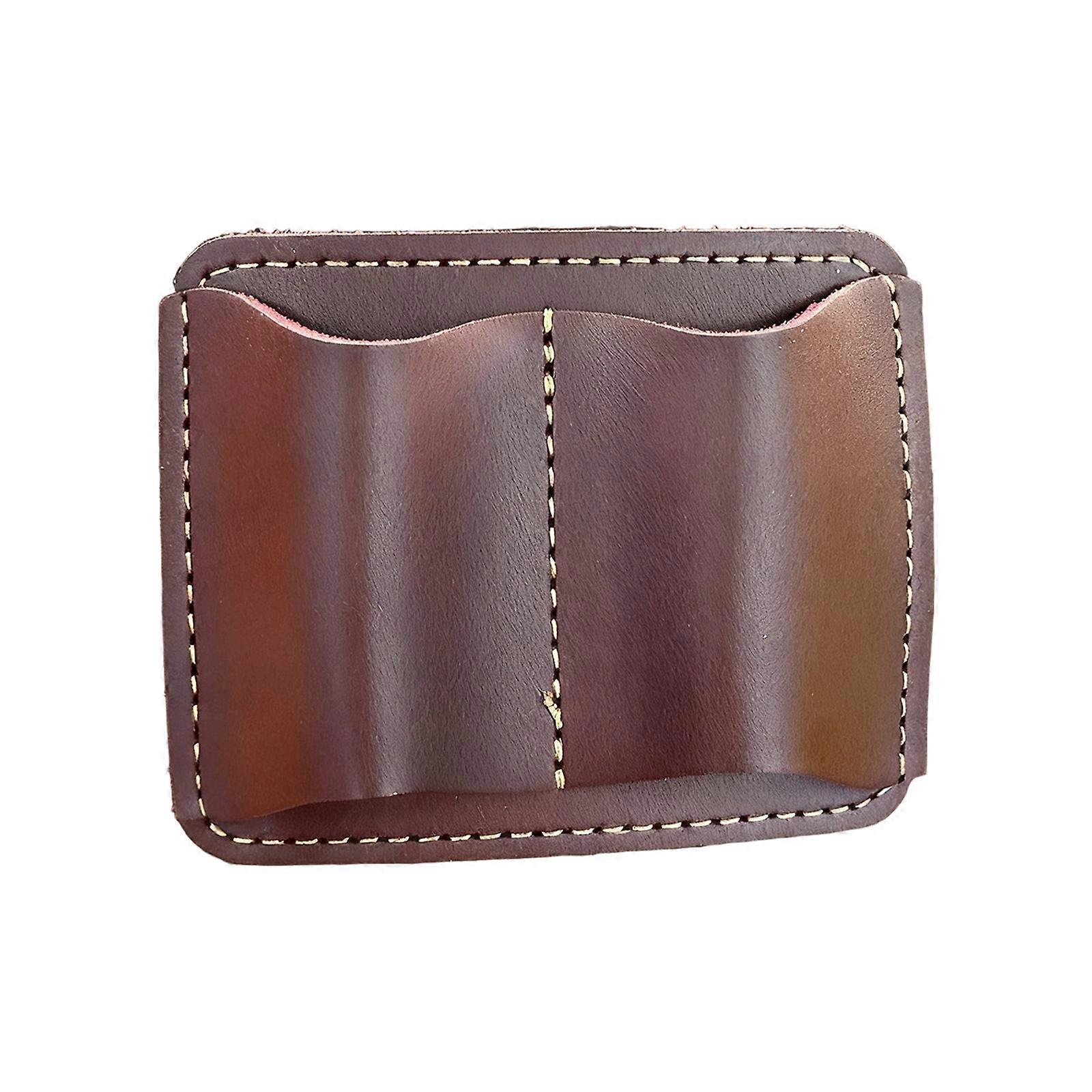 Retro Style PU Leather Double Pen Case With Easy Open Close Functionality For Workplace Double Pen Pocket Holder Clip  Claret