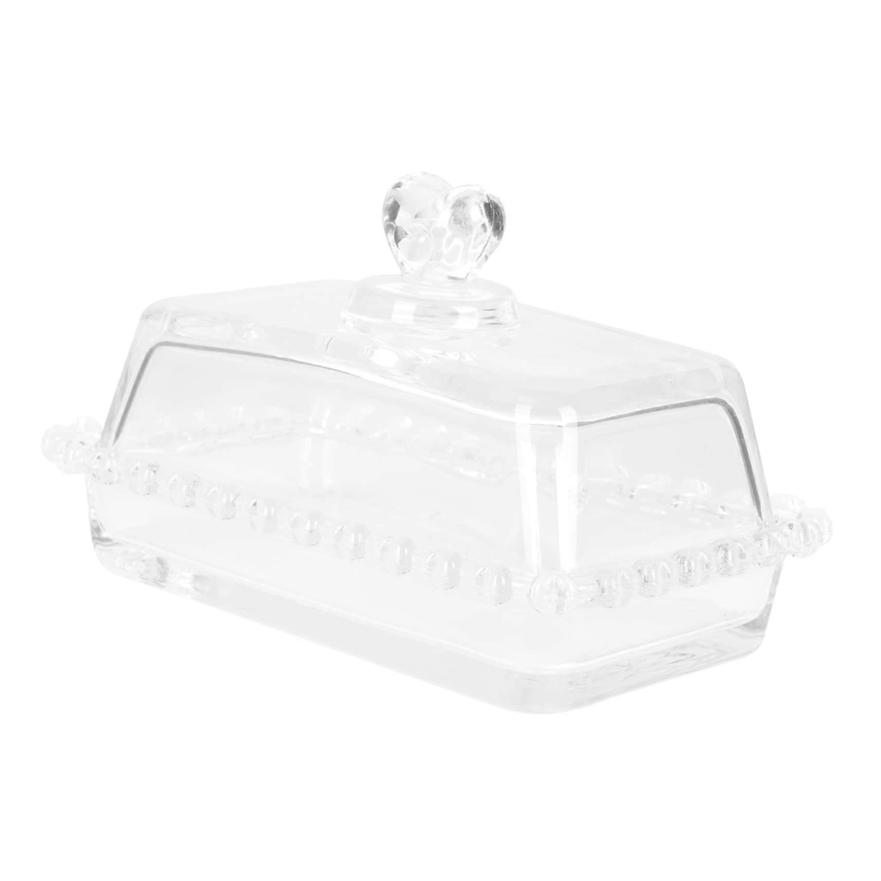 Glass Cake Box with Lid Dustproof Food Container for Desserts Butter Cheese Storage Rectangular
