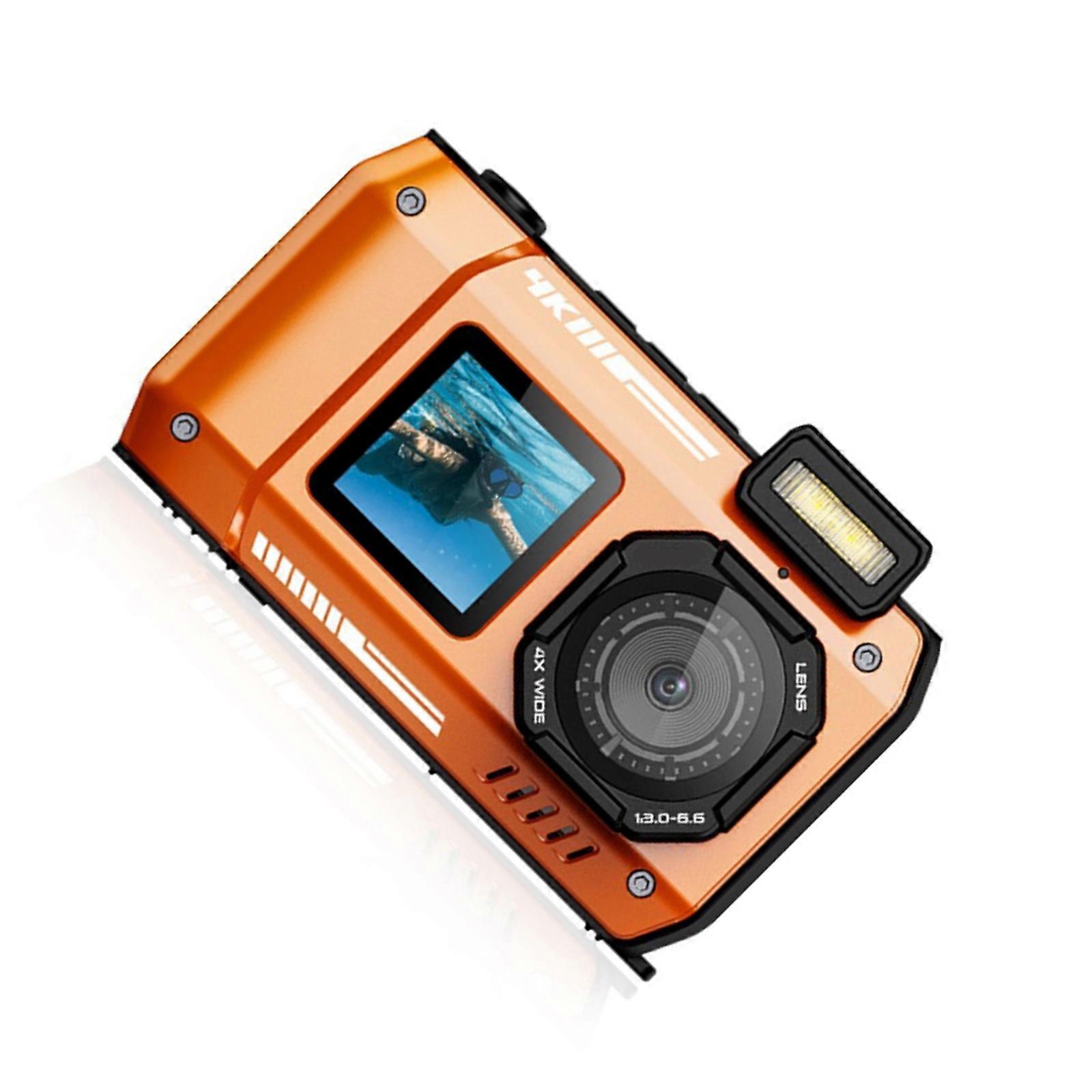 6500W Pixel Waterproof Camera With 10xZoom IP68 Rating Auto Focusing Camera For Underwater Photography Up To 10Meters  orange 