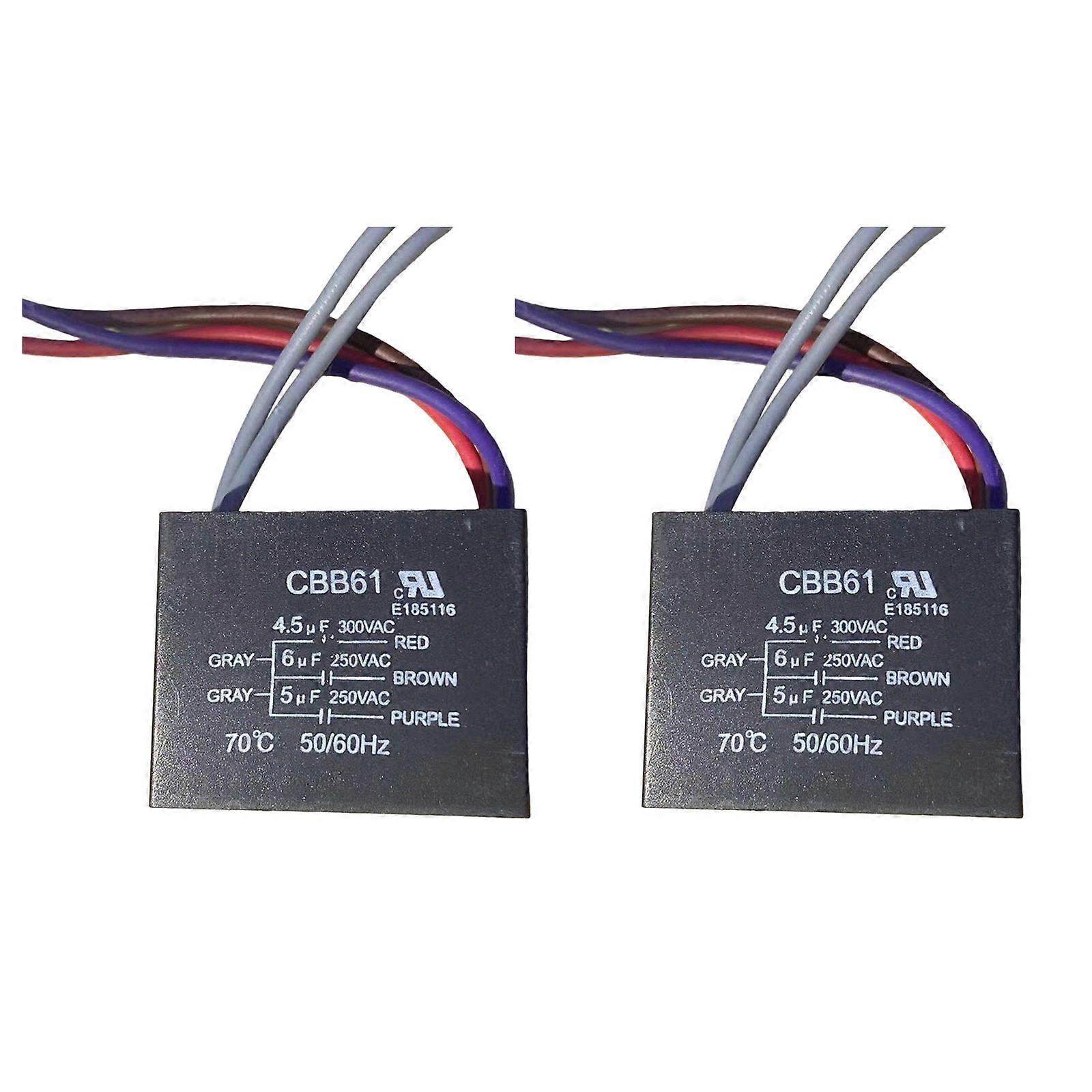2 Pack Replacement Capacitor for Cooling Fan Motors Enhanced Compatibility Overload Protection Plastic Construction Multicolor