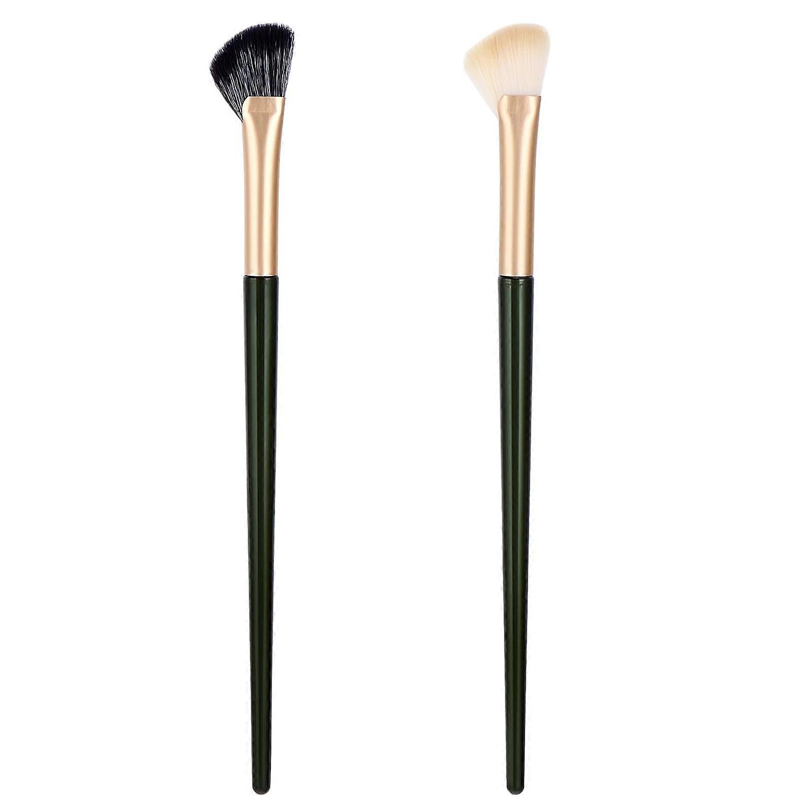2 Pack Nose Contour Brush Set Angled Half Fan Shape for Makeup, Shadow & Highlighter