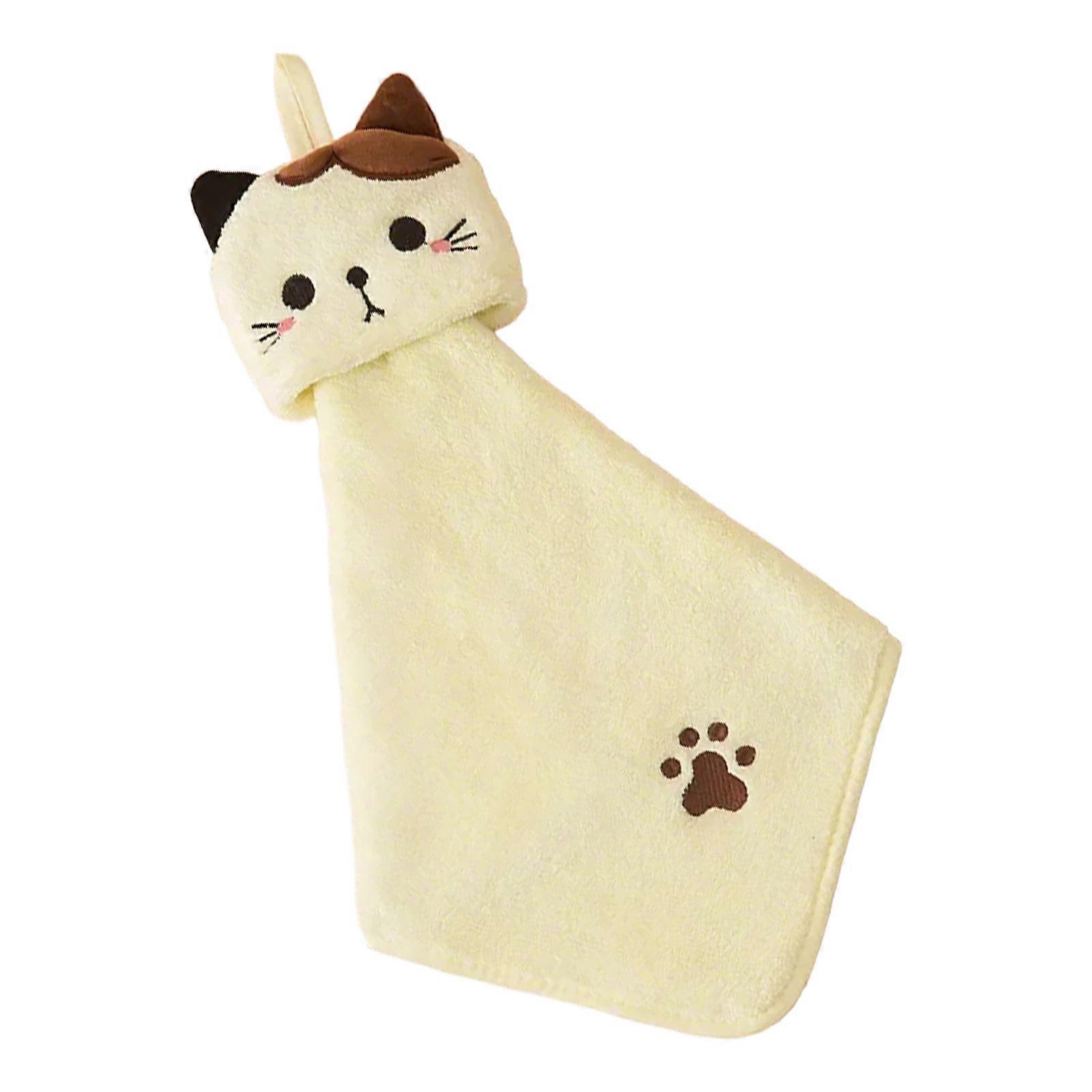 Coral Fleece Hand Towel With Convenient Hanging Designing For Maintaining Cleanliness And Comfortable for Home  Yellow