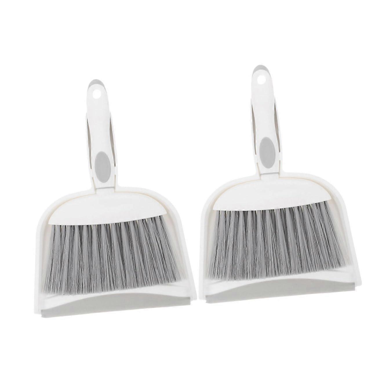 Hand Broom and Dustpan Set for Desk Keyboard Cleaning Grey Tabletop Kit Small Area Dust Removal