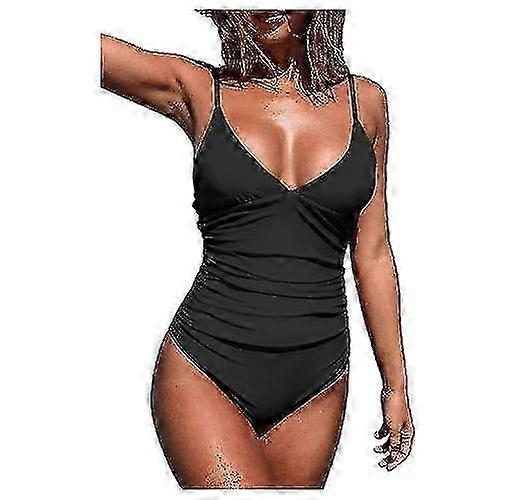 Maillot de bain une pièce pour femmes Contrôle du ventre Maillots de bain à col en V f74