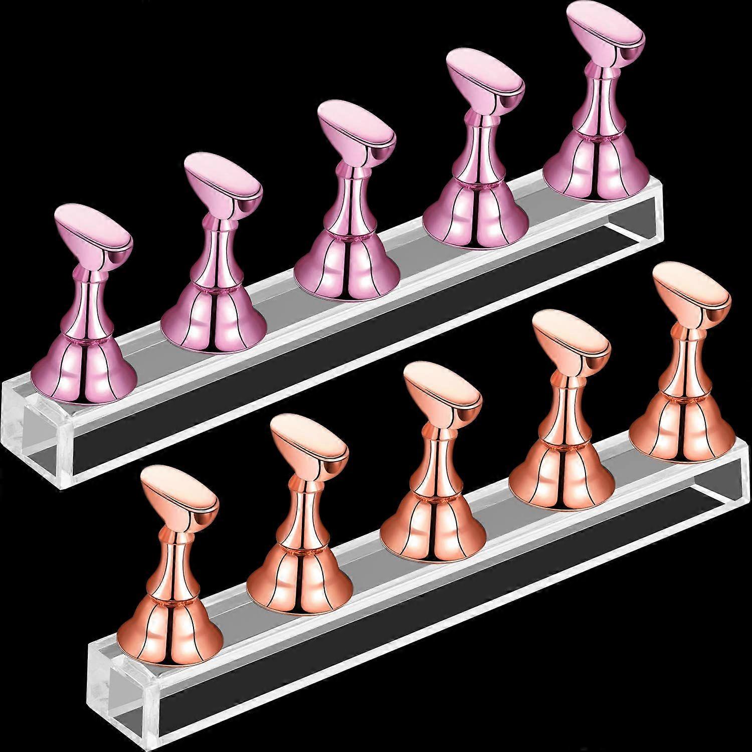 2 sets of Ackley manicure display stand manicure exercise stand magnetic for tools (rose gold and pink)