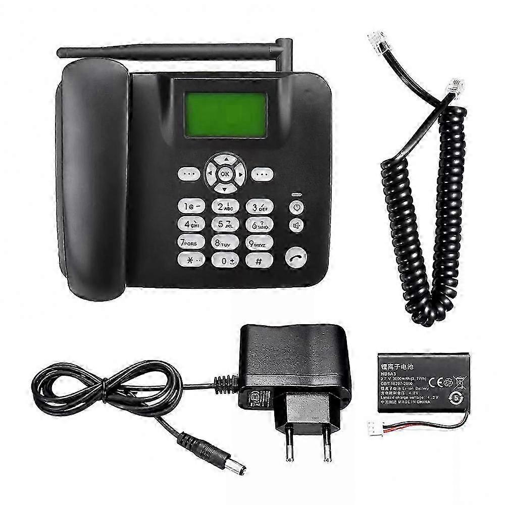 (Black)Fixed wireless phone 4g desktop telephone support gsm 850/900/1800/1900mhz sim card cordless phone with antenna radio clock