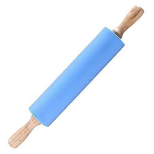 Silicone Rolling Pin with Wooden Handles, Nonstick Surface Dough Roller for Baking Pasta Cookies