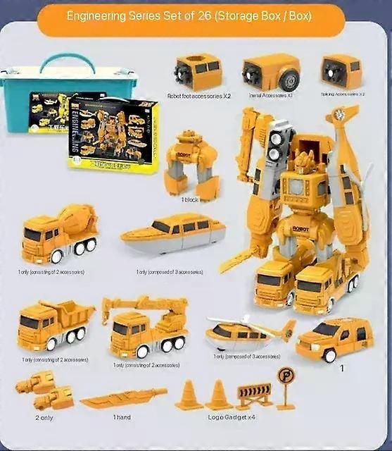 Magnetic Deformation Robot Engineering Car Excavator Mixer Truck Children's Multi-functional Combination Transform Robot Toy