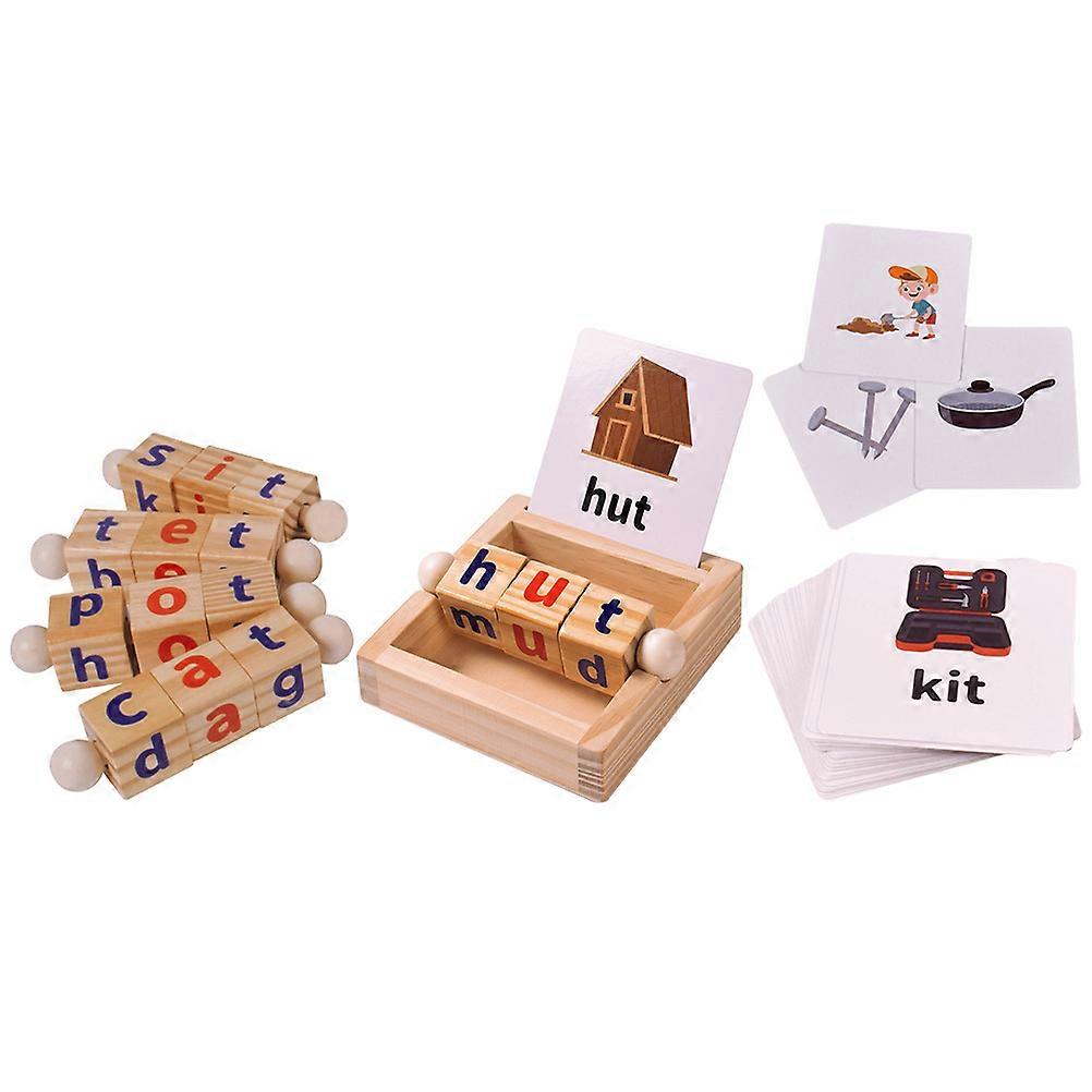 Wooden Reading Blocks For Children Indoor Play Thinking Skills Training Assorted Color 3 Sets