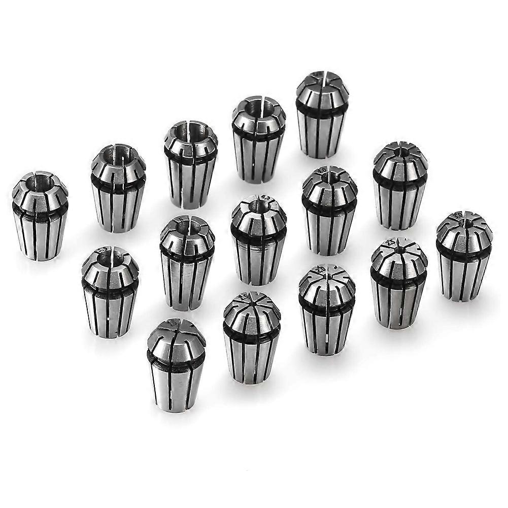 15PCS ER11 Precision Spring Collet Set for CNC Engraving Milling Lathe Chuck Tool 1.0mm-7.0mm & 1/4 inch 1/8 inch