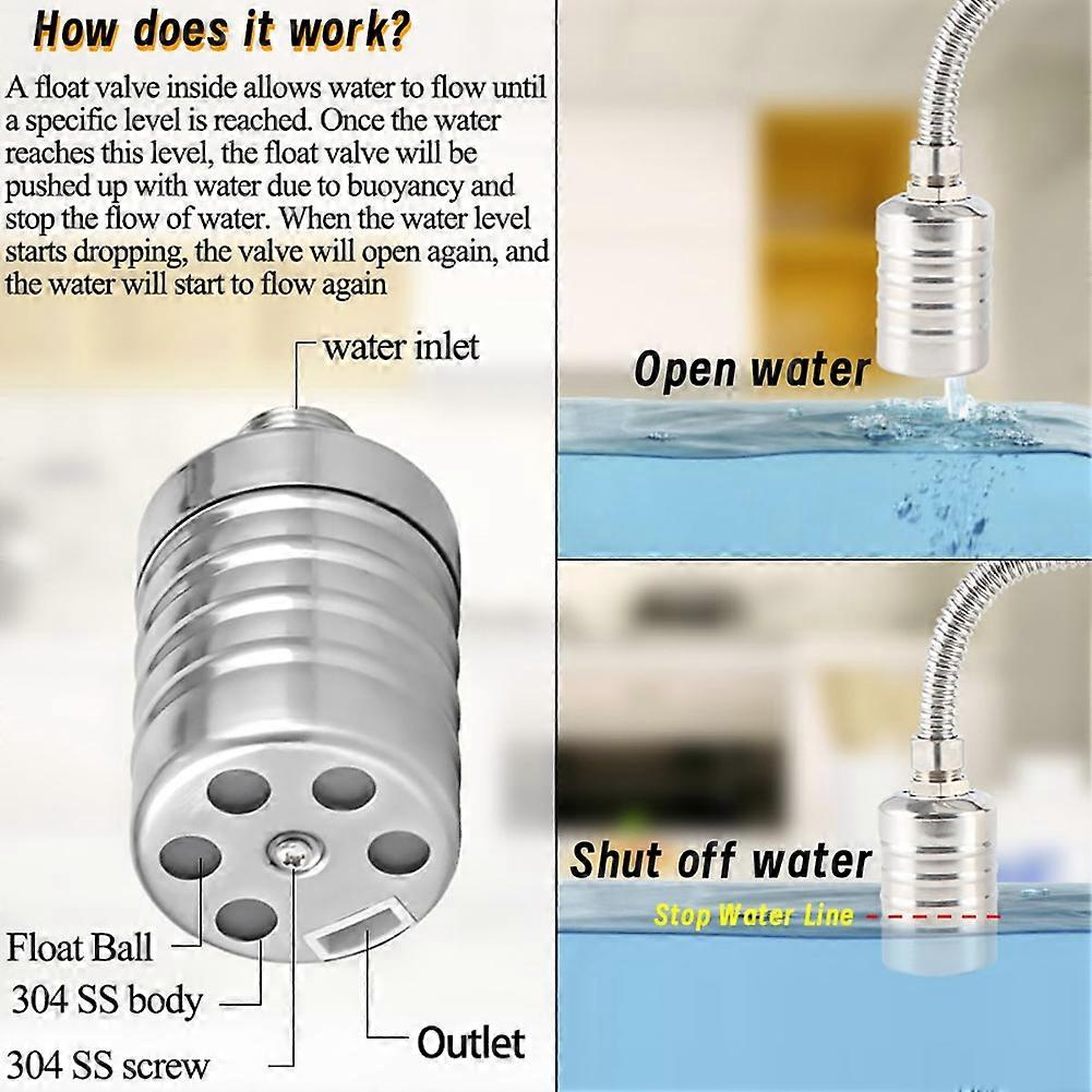 1/2Inch to 3/4Inch Water Float Valve,Stainless Steel Float Valve,Fully Automatic Water Level Controller Float Valve