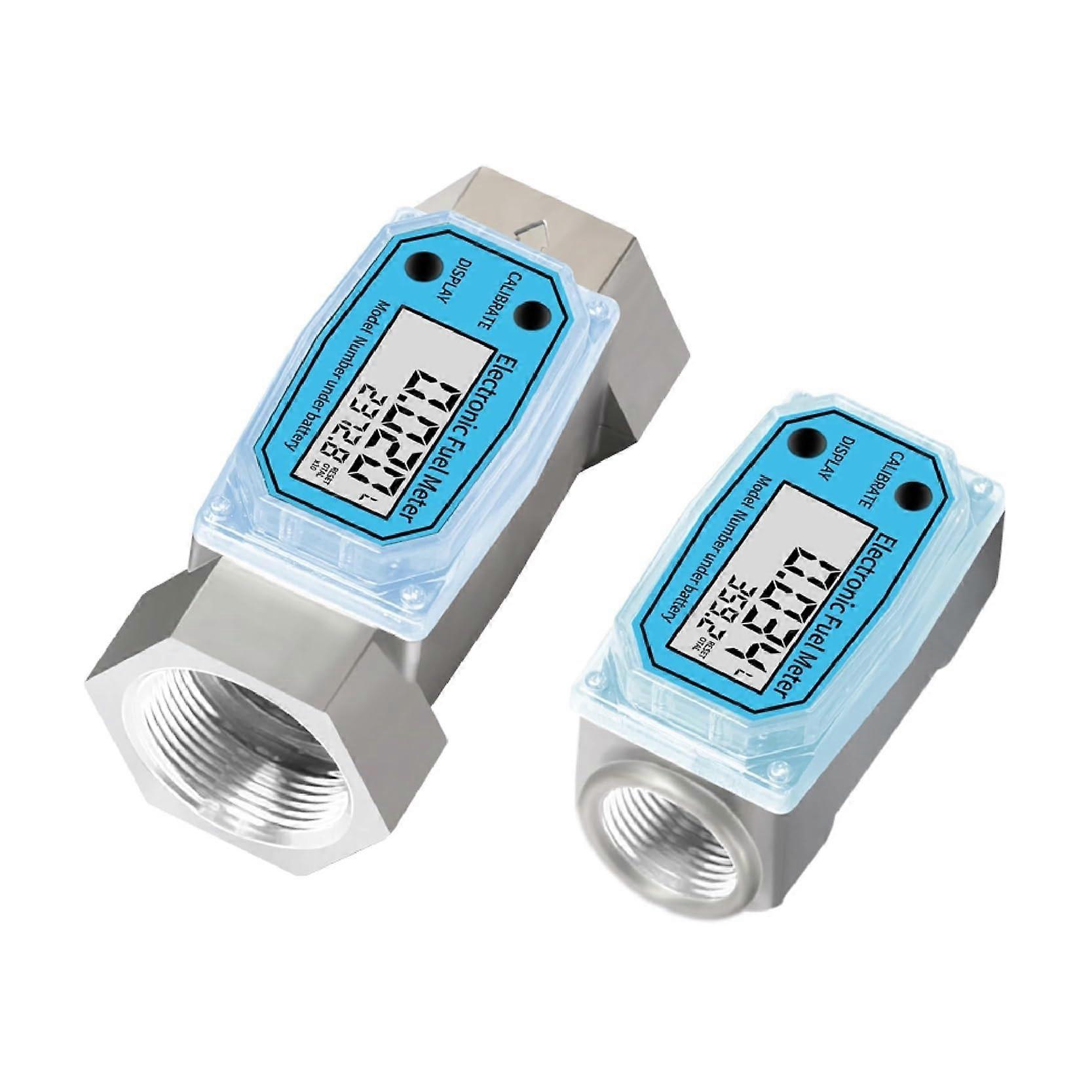 Electronic Turbine Flow Meter Accurate Digital Fuel and Diesel Flow Sensor Aluminum Alloy Pink