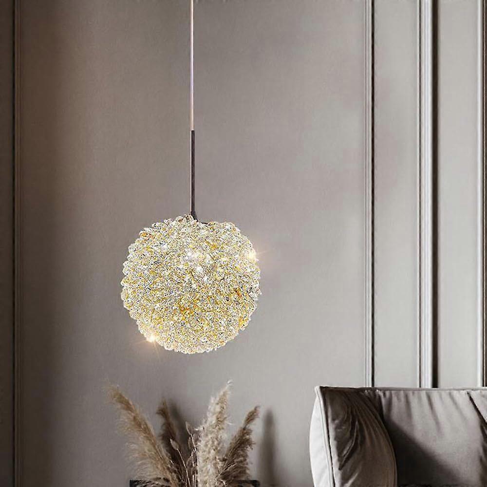 Modern LED Chandelier Dimmable Crystal Globe Pendant Light with 3 Color Modes for Kitchen Island
