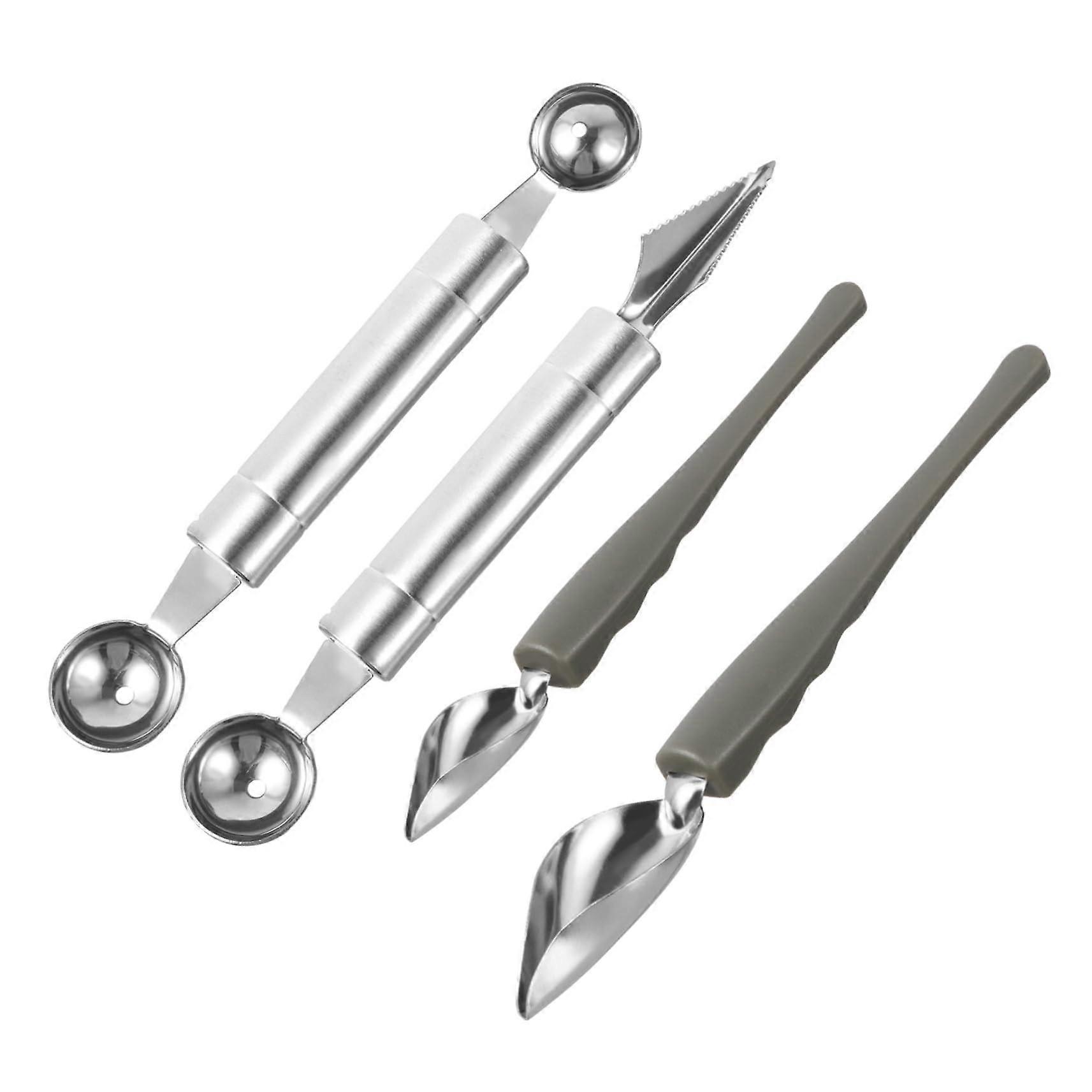 4pcs Stainless Steel Cooking Spoon Set for Precise Sauce Presentation and Professional Plating